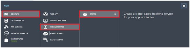 Create Mobile Service